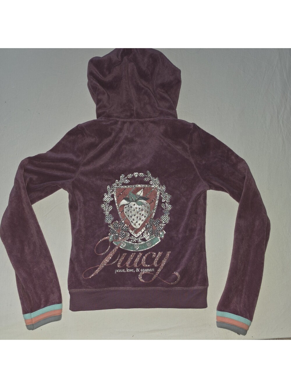 Juicy Couture Y2K Bling "Smokey Grape" purple velour hoodie Size M